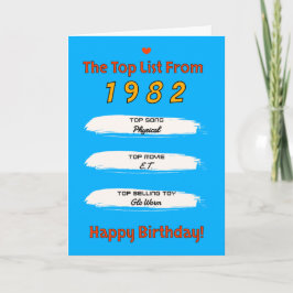Cartão Lista dos Melhores de 1982 Aniversário