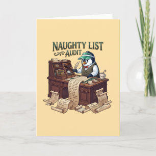 Cartão Lista Travessa Auditoria Pinguim Natal Divertido