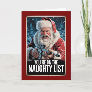 Cartão Lista Travessa da Arma de Papai Noel Natal Vintage