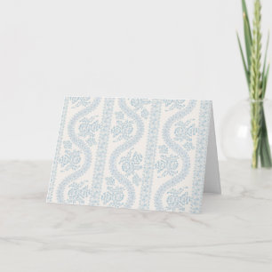 Cartão Listra de Fita Floral Azul Suave em Creme