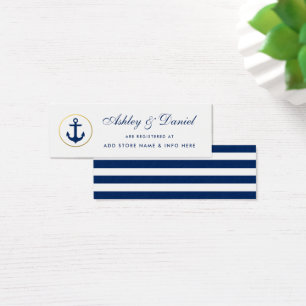 Cartão listrado azul náutico Wedding da inserç