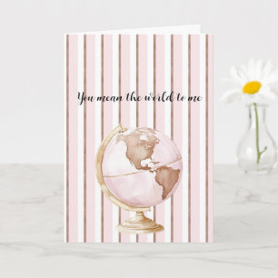 Cartão Listras Rosa Marrom Você Significa O Mundo Para Mi