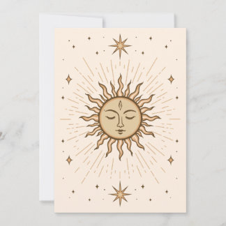 Cartão Litha Celestial Sun Face Summer Solstice Art