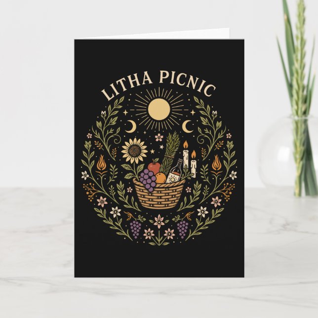 Cartão Litha Picnic Summer Solstice Celestial Art (Frente)