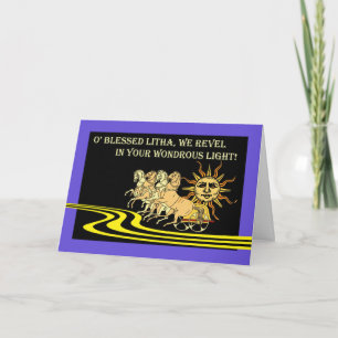 Cartão Litha, Summer Solstce, Sol, Cavalos e Carruagem