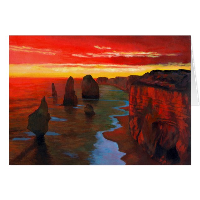 Cartão Litoral rochoso no por do sol (Frente Horizontal)