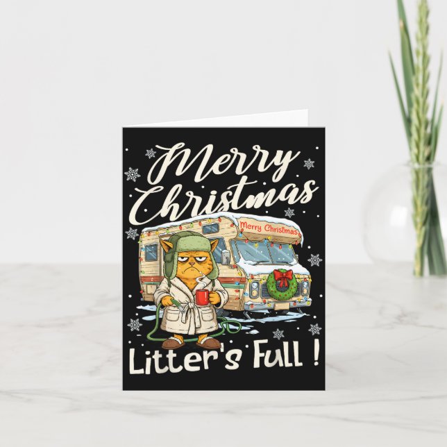 Cartão Litter's Full Funny Cat Parody Outfit Sarcastic Ch (Frente)