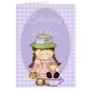 Cartão Little Agnus Girl Thinking of You Greeting Card 3