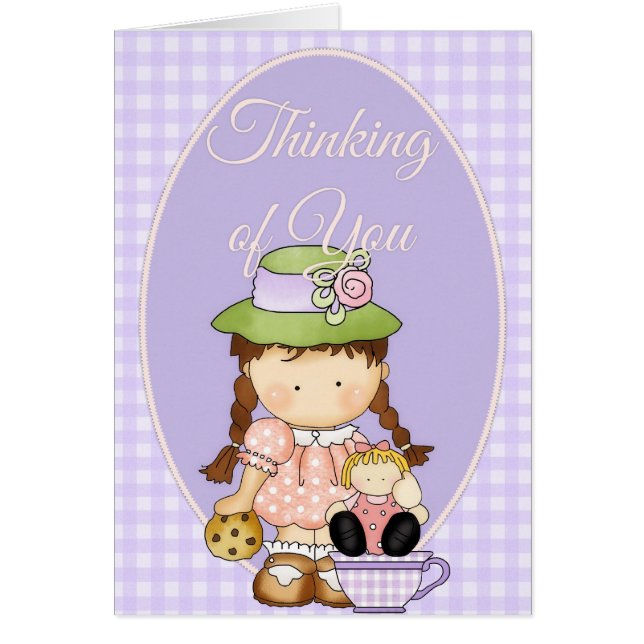 Cartão Little Agnus Girl Thinking of You Greeting Card 3 (Frente)