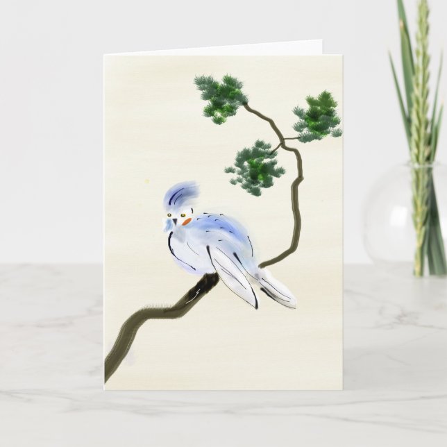 Cartão Little Bird Sumi-e Greeting Card (Frente)