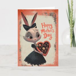 Cartão Little Bunny Giving Mother's Day Chocolates