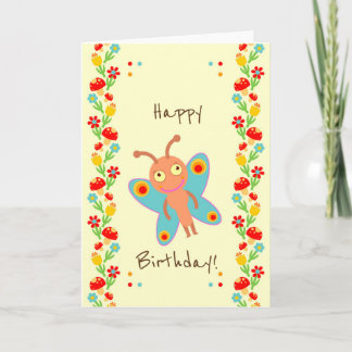 Cartão Little butterfly baby first birthday party