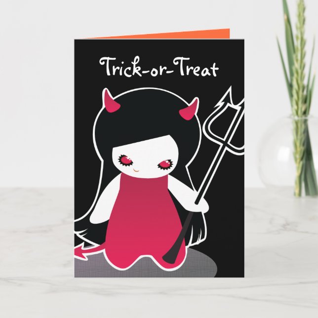 Cartão Little Devil Halloween Card for kids (Frente)