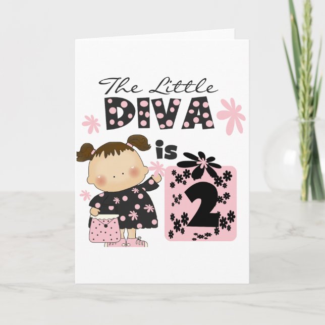 Cartão Little Diva 2nd Birthday Tshirts and Gifts (Frente)