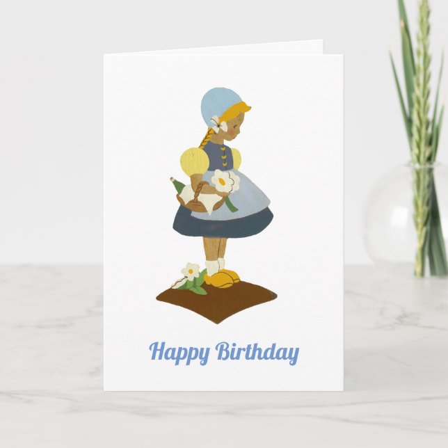 Cartão Little Dutch Girl with Wooden Shoes (Frente)