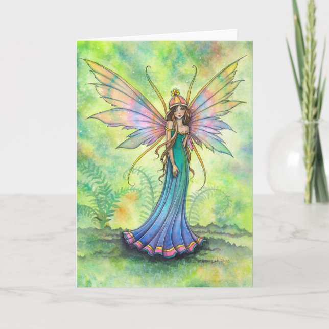 Cartão Little Fern Fairy Fantasy Art de Molly Harrison (Frente)