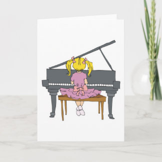 Cartão little girl playing piano