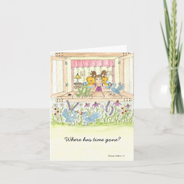 Cartão Little girl time gone by blank note card (Frente)