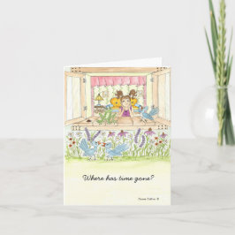 Cartão Little girl time gone by blank note card