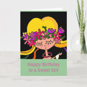 Cartão Little Girl Ucraniano Folk Art