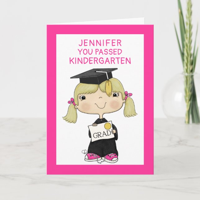 Cartão Little Graduate Girl Blond Hair (Frente)