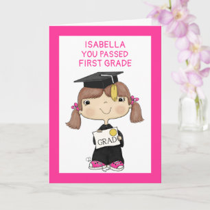 Cartão Little Graduate Girl Brown Hair