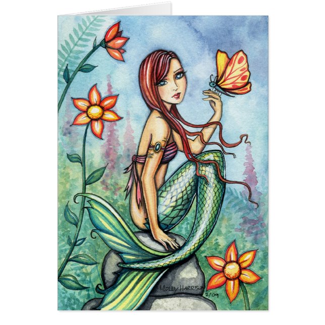 Cartão Little Jungle Mermaid Card de Molly Harrison (Frente)
