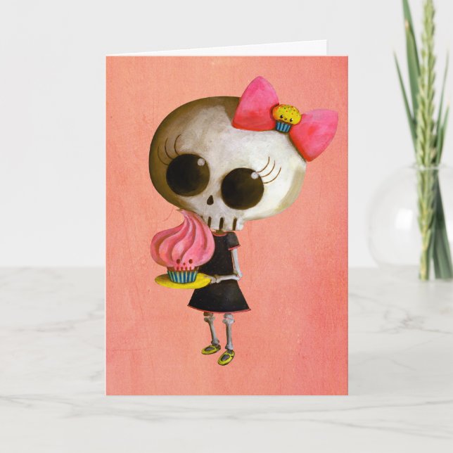 Cartão Little Miss Death with Cupcake (Frente)