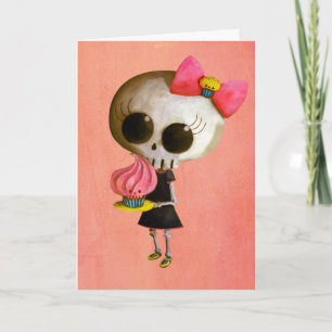 Cartão Little Miss Death with Cupcake