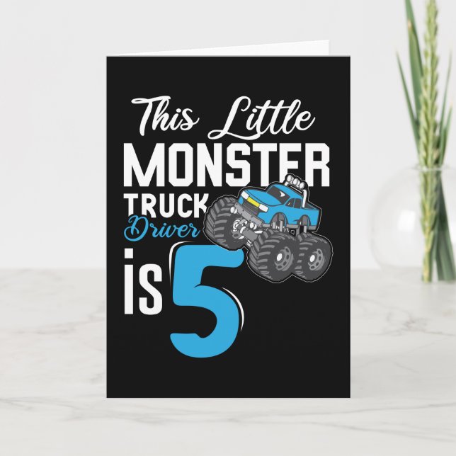 Cartão Little monster truck Driver 5th Birthday (Frente)