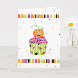 Cartão Little Pumpkin Cupcake Halloween Greeting Card