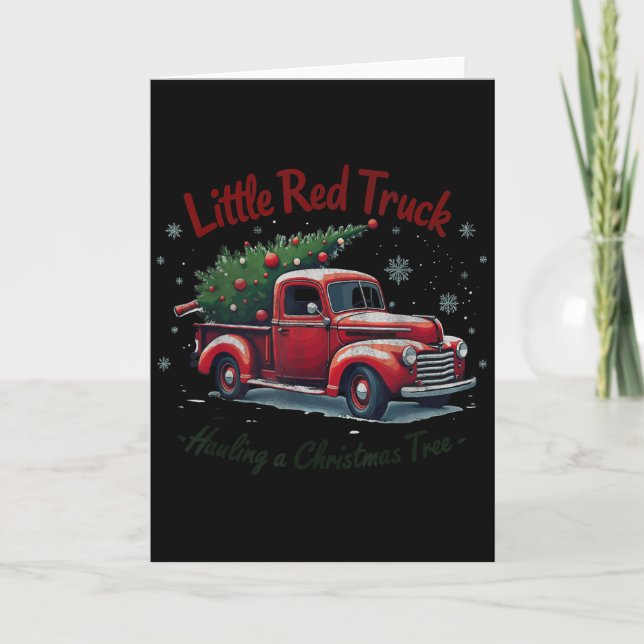Cartão Little Red Truck Hauling A Christmas Tree Family M (Frente)