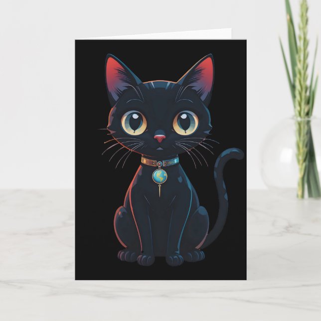 Cartão Little Spooky Black Cat (Frente)