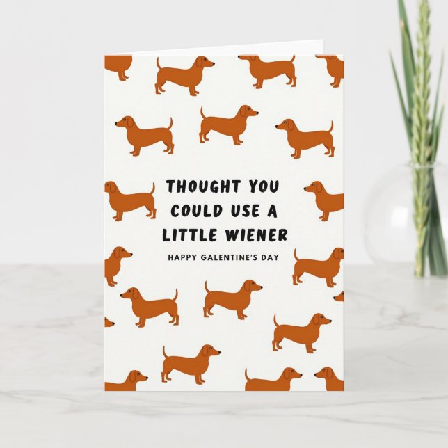 Cartão Little Wiener Dog Galentines Card (Frente)