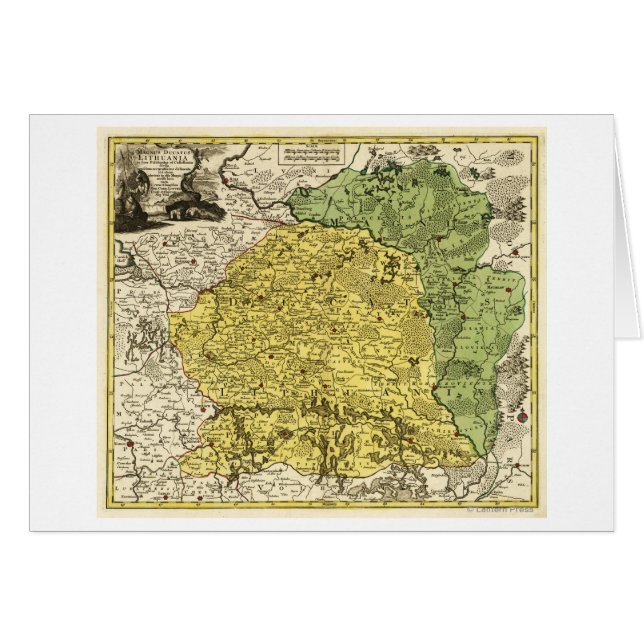 Cartão LituâniaMapaPanorâmicoLituânia (Frente Horizontal)