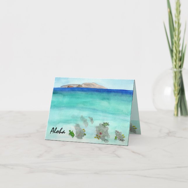 Cartão Live Aloha greeting card, painting of South Maui (Frente)