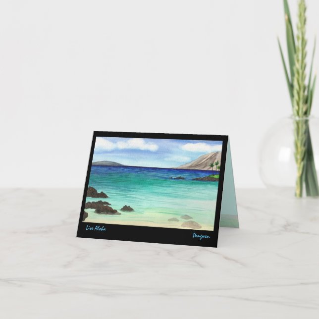 Cartão Live Aloha greeting card, painting of South Maui (Frente)