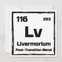 Cartão Livermorium (Lv) - Periodic Table of The Elements