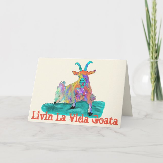 Cartão Livin La Vida Goata Funny Screaming Goat Design (Frente)