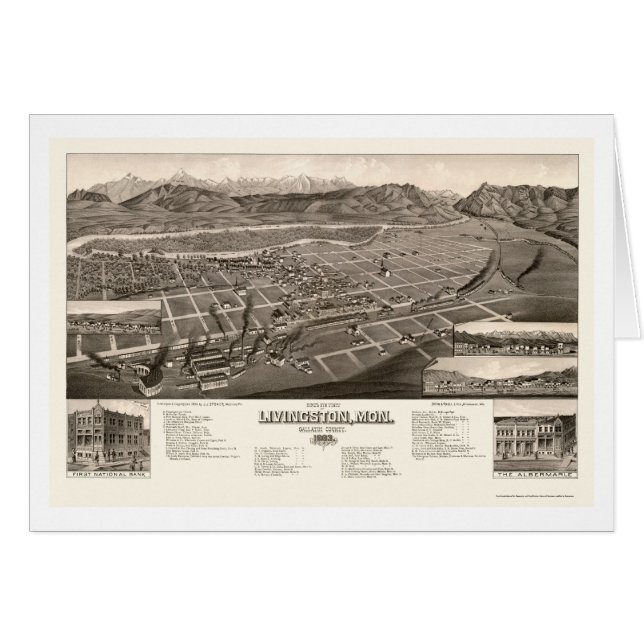 Cartão Livingston, mapa panorâmico da TA - 1884 (Frente Horizontal)