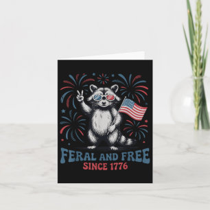 Cartão Livre E Livre Desde 1776 Engraçado Raccoon Patriót