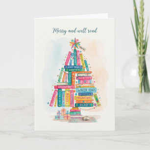 Cartão Livro Árvore de Natal Aquarela Lavada 