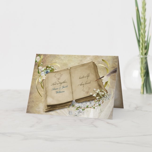 Cartão livro de aniversário de casamento com nomes (Frente)