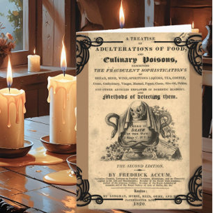 Cartão Livro de venenos culinários do crânio antigo de 