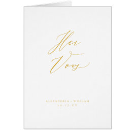 Cartão Livro de Vow do Casamento da Caligrafia Dourada Mo