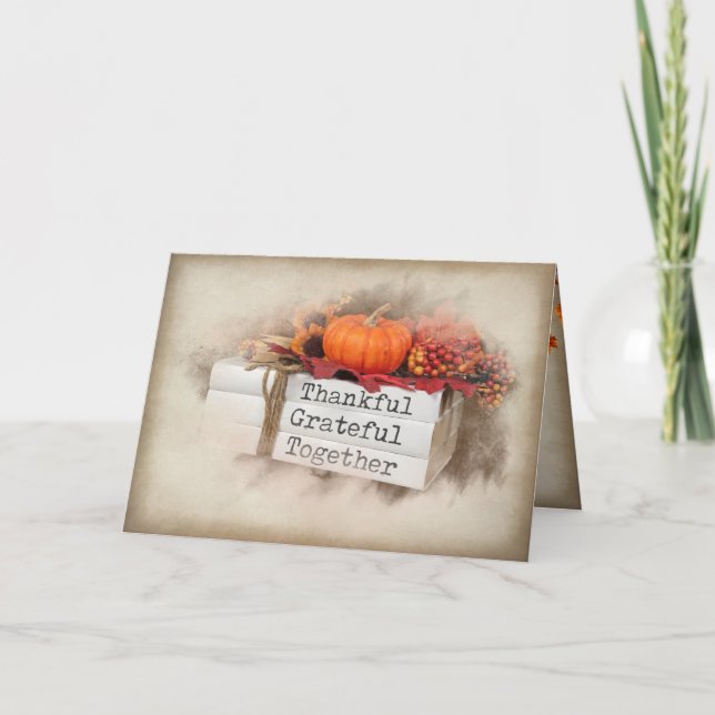 Cartão Livros de Ação de Graças do outono (Frente)