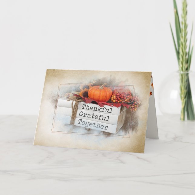 Cartão Livros de Ação de Graças do outono (Frente)