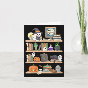 Cartão Livros de halloween femininos fantasma