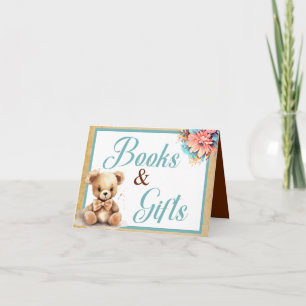 Cartão Livros e presentes do Chá de fraldas do Urso Azul
