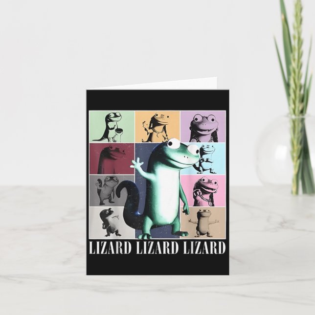 Cartão Lizard Lizard Meme Vintage Engraçado (Frente)